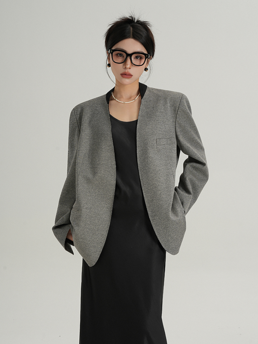 MEIKUL Temperament senior sense of V-neck gray long-sleeved formal suit jacket ladies new spring and autumn women's clothing