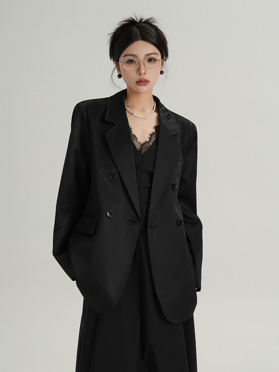 MEIKUL Senior temperament sense black medium-length suit jacket long-sleeved women's suit spring and fall new female