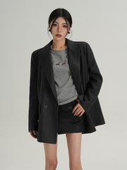 MEIKUL Temperament senior sense of minimalist gray spelling sleeve blazer women's long-sleeved 2025 spring new women's clothing