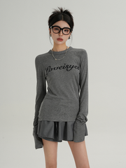 MEIKUL Stacked Sleeve Long Sleeve Letter Slim Slim T-shirt Inner Bottom Shirt New Black Hundred Tops