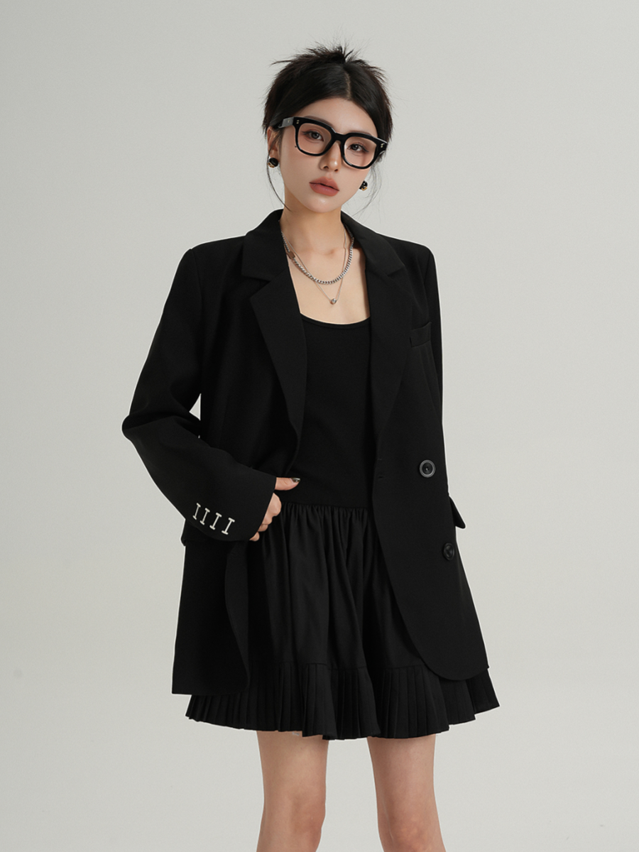 MEIKUL Temperament senior design sense black suit jacket women's long-sleeved ladies suit spring and autumn new female