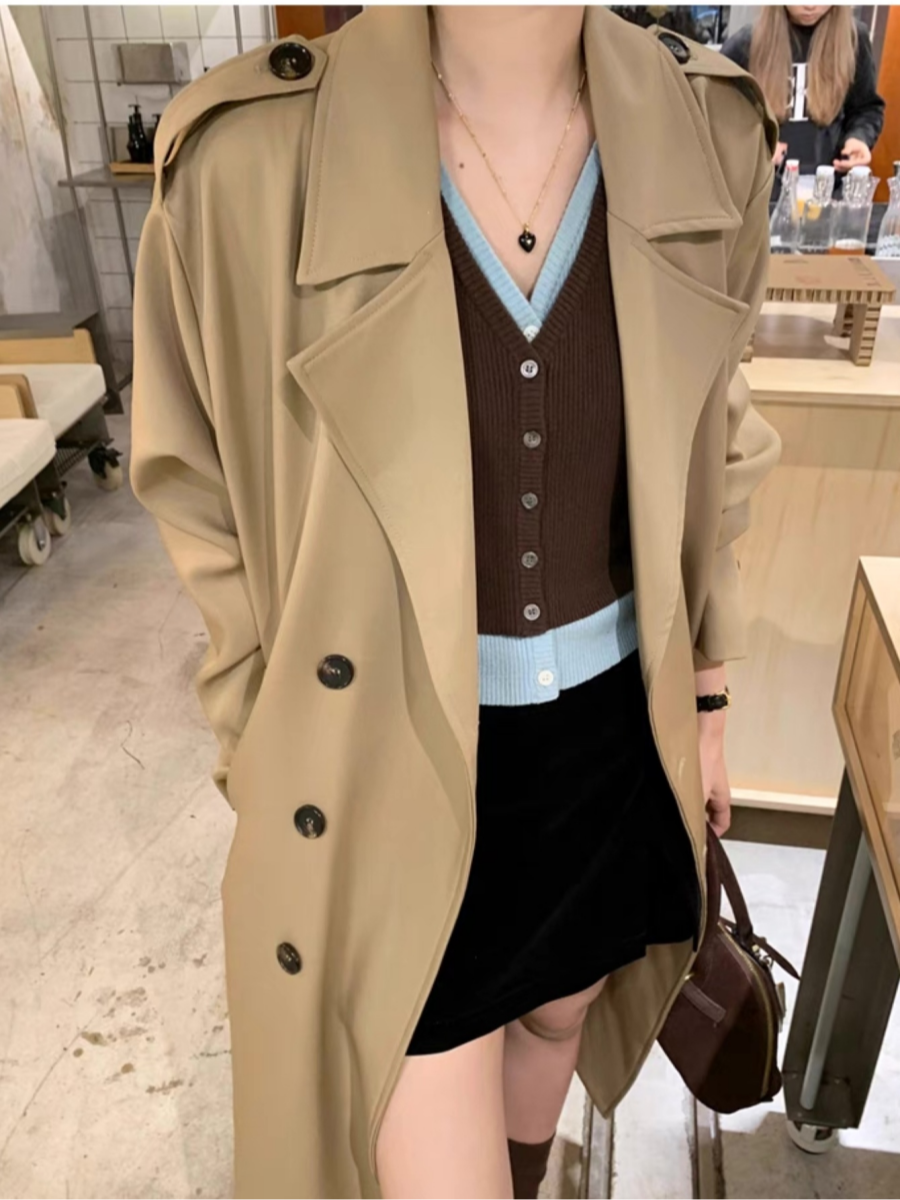 MEIKUL Trench coat jacket female spring and fall 2025 new popular mid-length British style senior sense of temperament coat